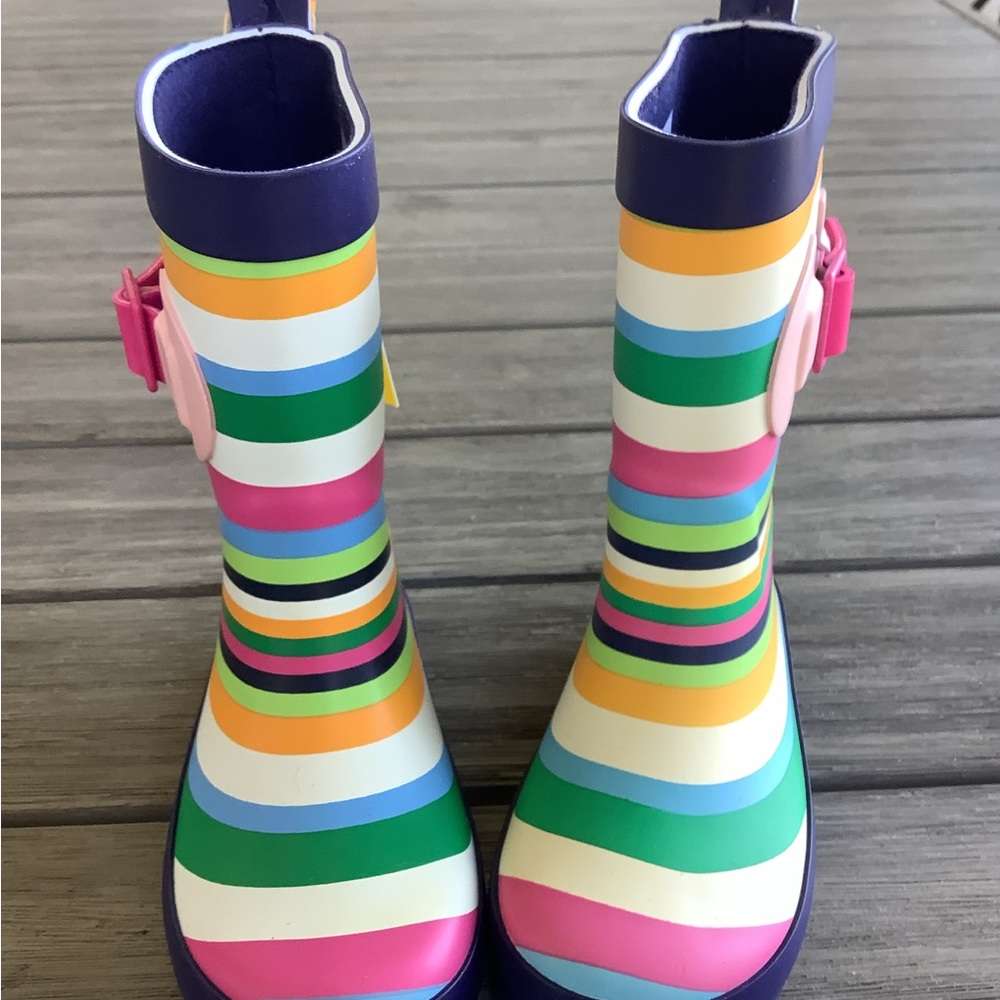 Purple and Pink Rain & Snow Boots with Playful Stripes